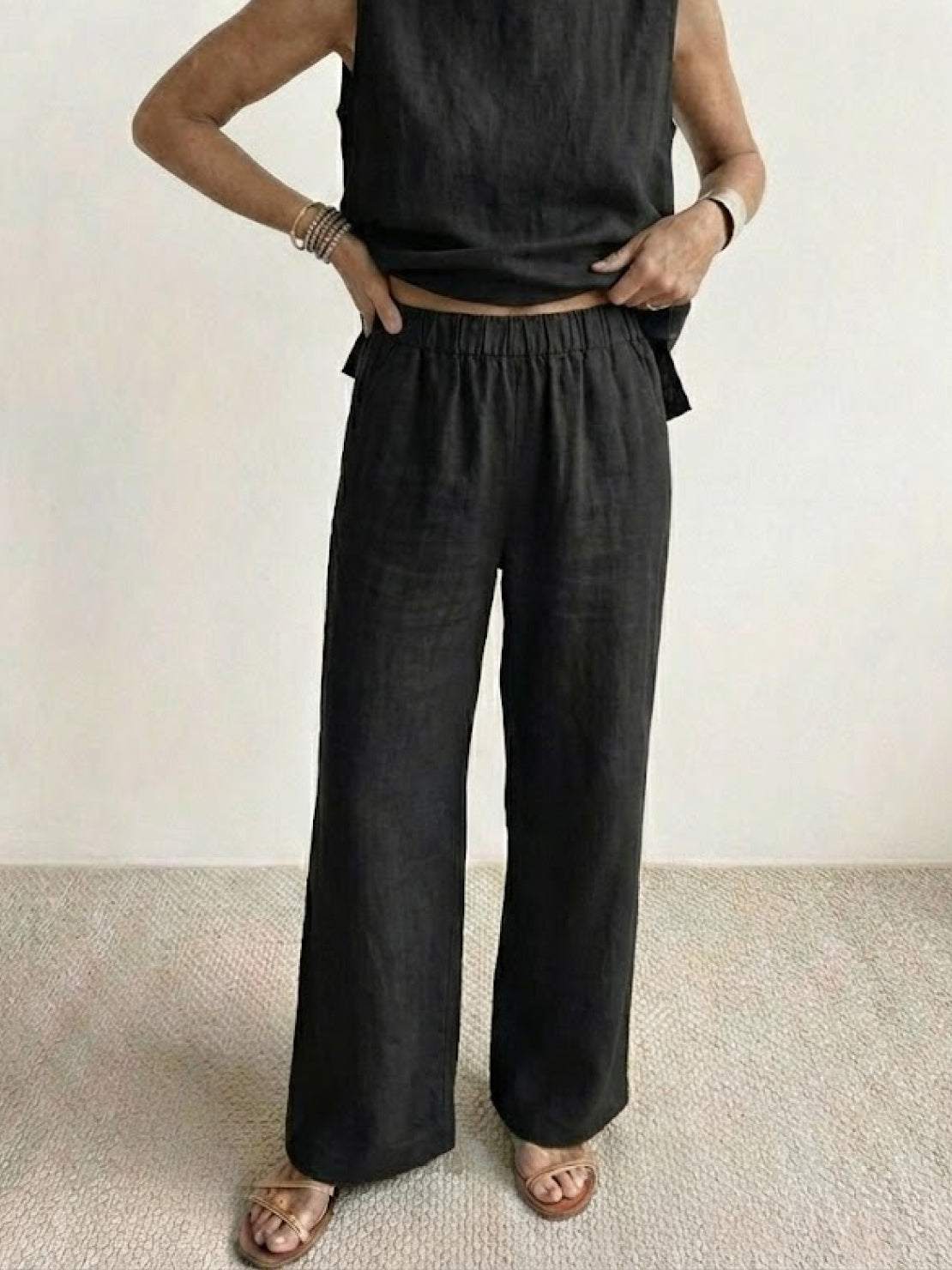 Women's Sleeveless Tank And Wide Leg Pants Set