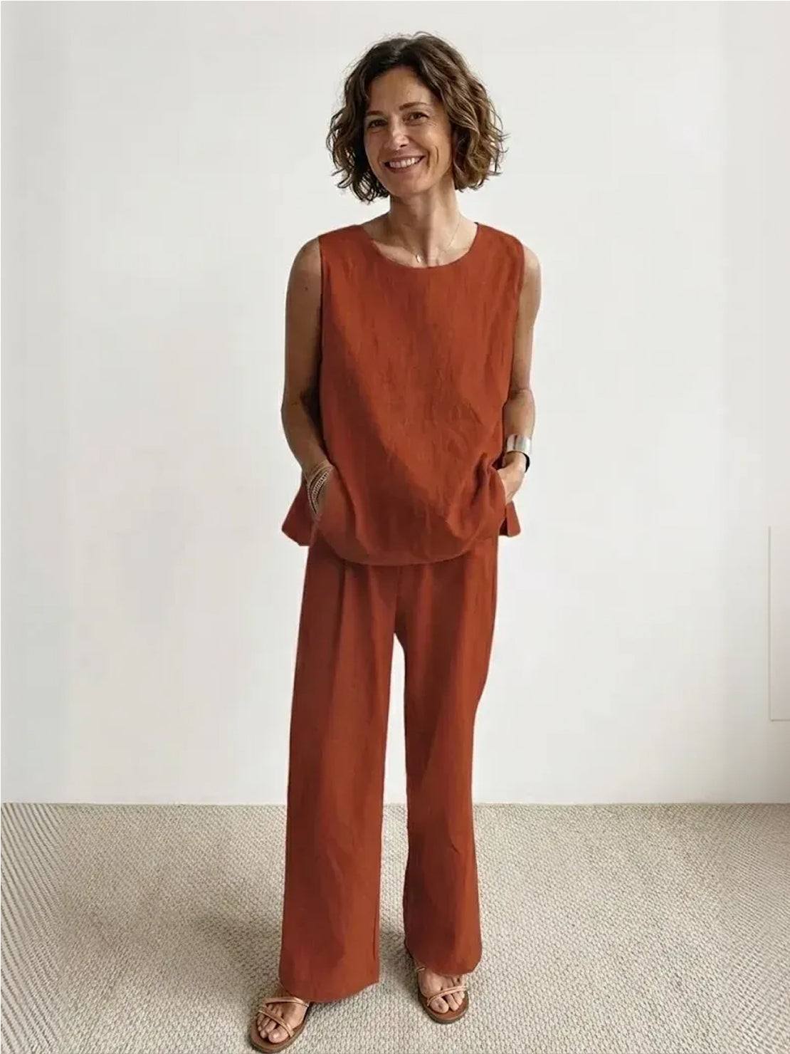 Women's Sleeveless Tank And Wide Leg Pants Set