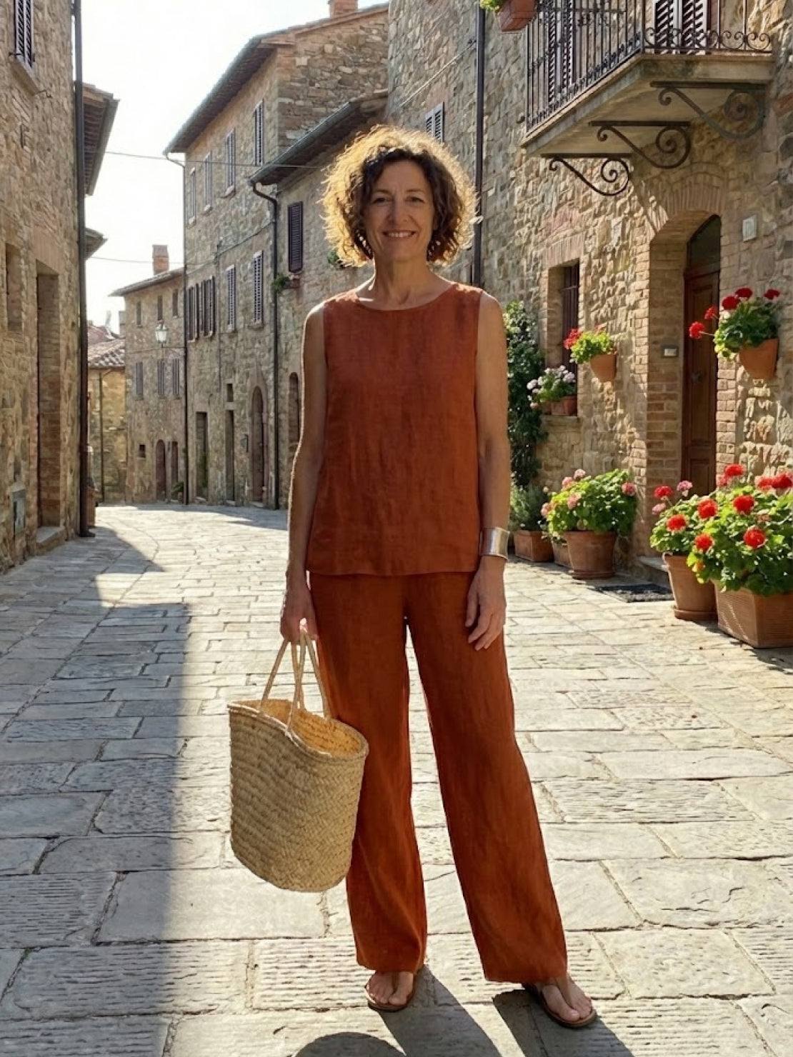 Women's Sleeveless Tank And Wide Leg Pants Set