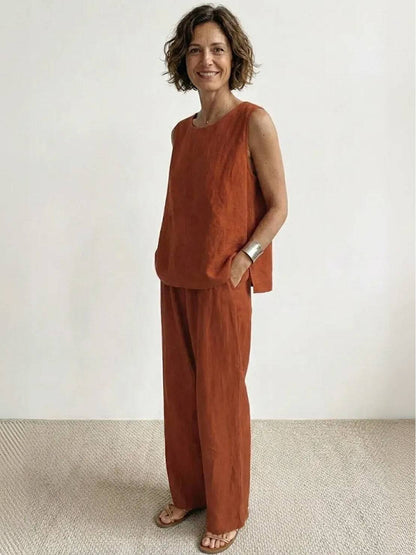 Women's Sleeveless Tank And Wide Leg Pants Set