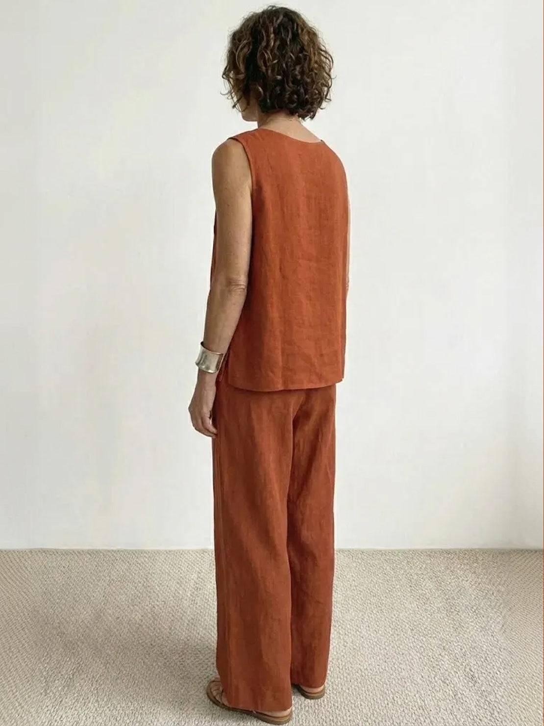 Women's Sleeveless Tank And Wide Leg Pants Set