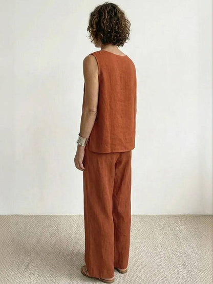 Women's Sleeveless Tank And Wide Leg Pants Set