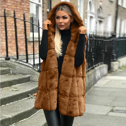 Image of Loretta | Women's Hooded Quilted Long Vest