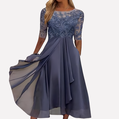 Lori Women's Lace Midi A-Line Dress