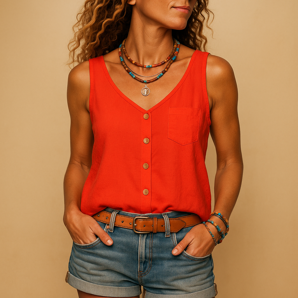Women's Sleeveless Button Down Shirt Lightweight