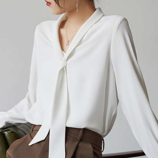Women's Long Sleeve Blouse Tie Neck - Fashinoza
