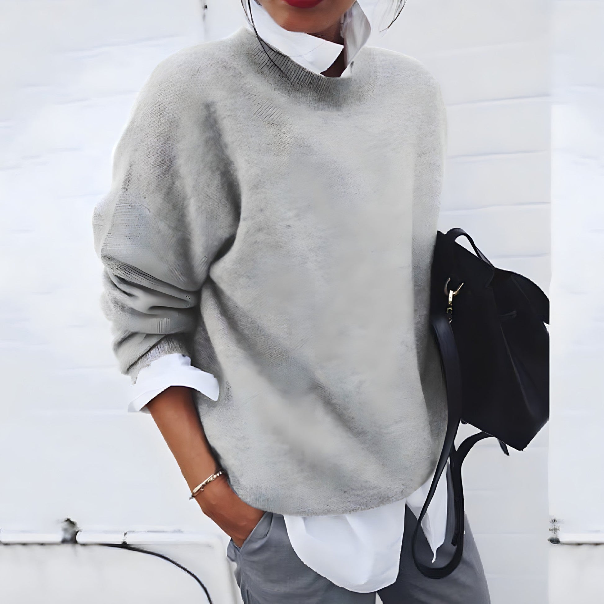Women's Oversized Crewneck Sweater - Fashinoza