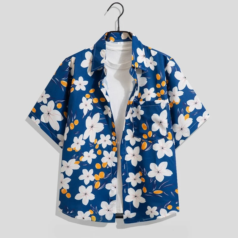 Men's Printed Button-Down Shirt - Fashinoza