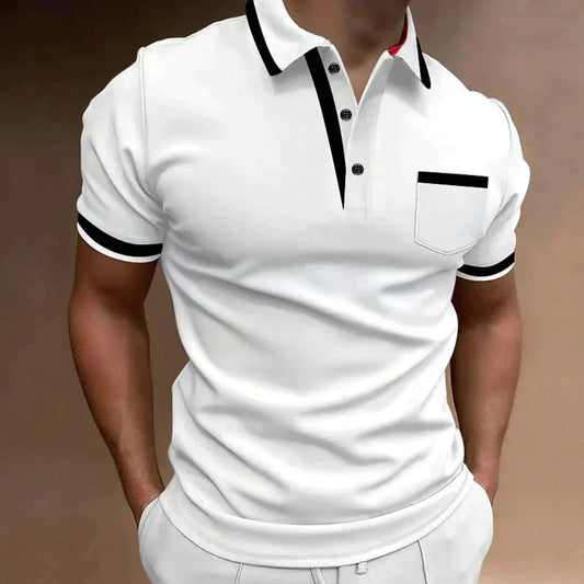 Men's Polo Shirt Classic Cotton Short Sleeve Navy - Fashinoza