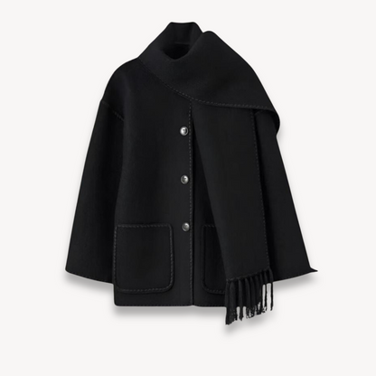 Women's Cape Jacket Button Front Wool - Fashinoza