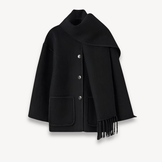 Women's Cape Jacket Button Front Wool - Fashinoza