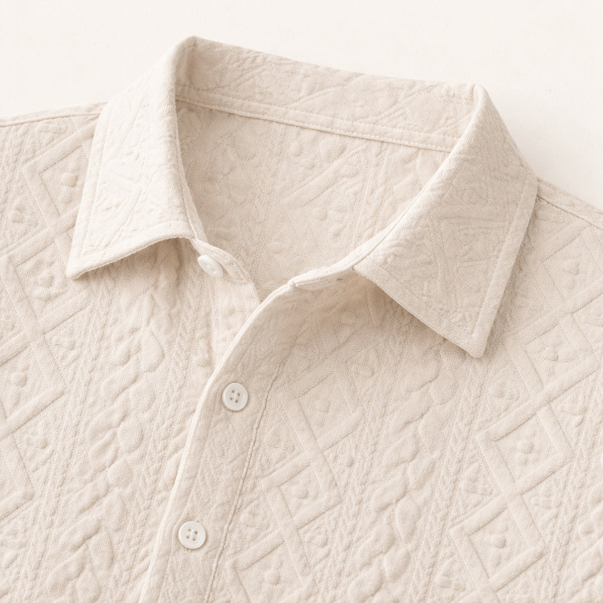 Men's Textured Summer Shirt And Shorts Set