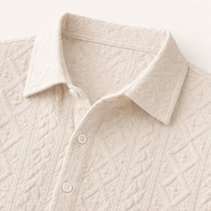 Men's Textured Summer Shirt And Shorts Set