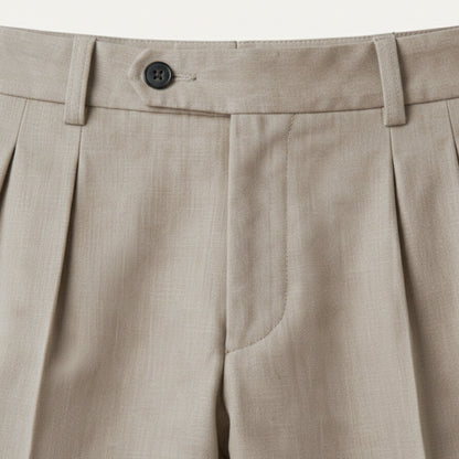 Men's Linen Loose Fit Pants Breathable Beige