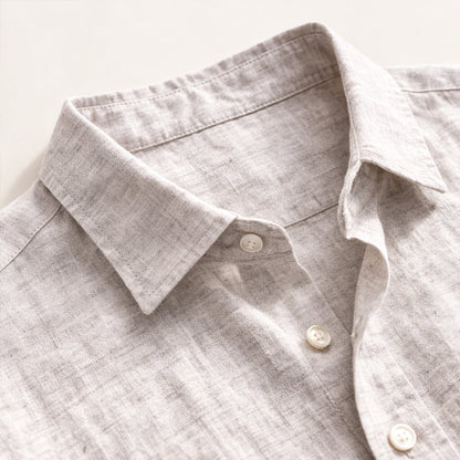 Men's Linen Button Up Shirt Lightweight Beige