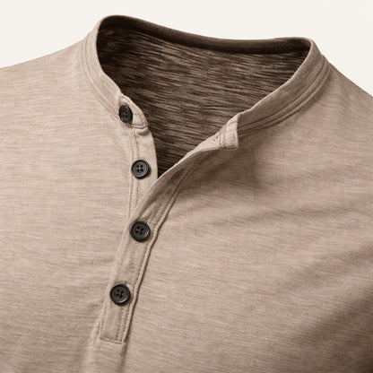 Men's Casual Henley T Shirt Cotton Short Sleeve