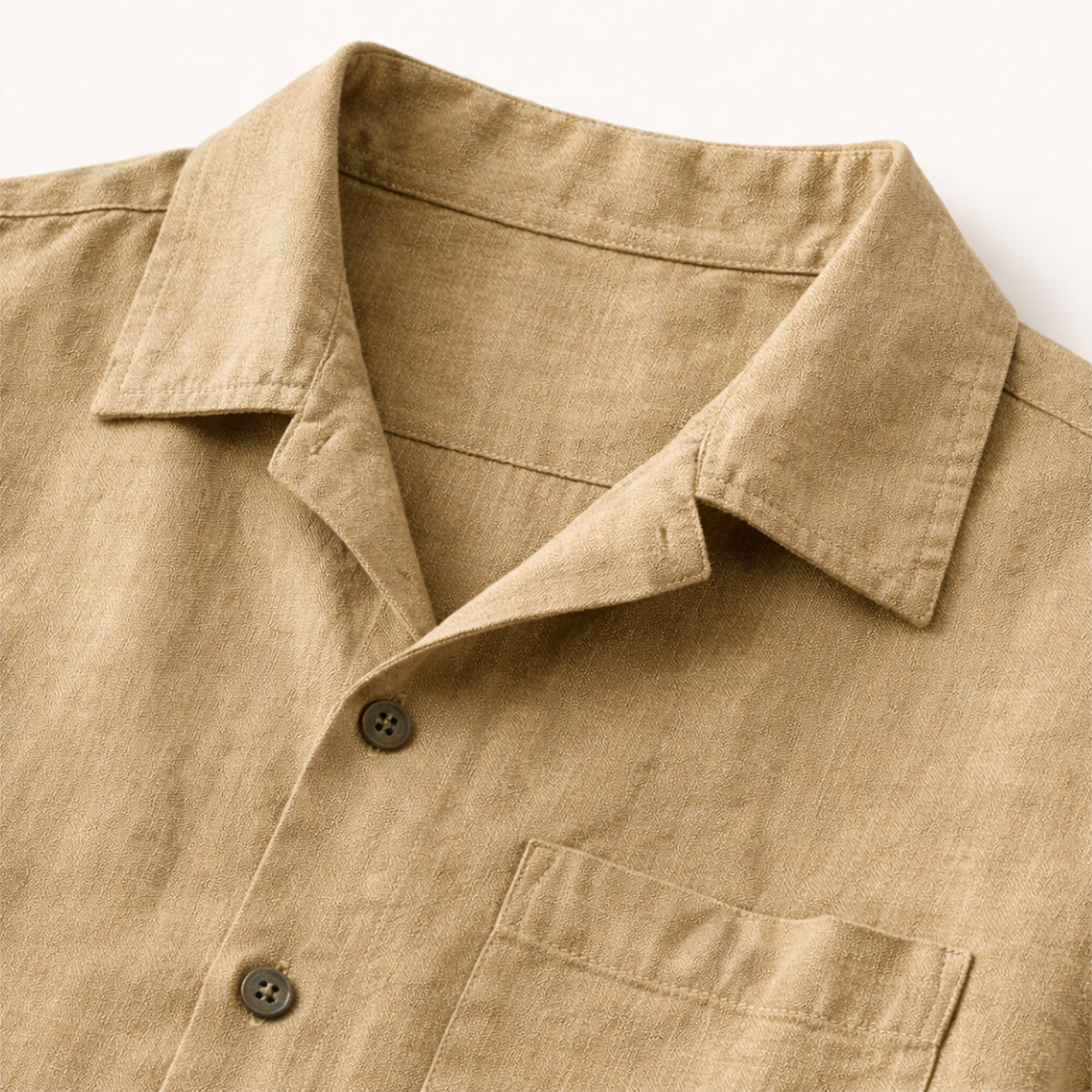 Mens Linen Beach Shirt Pants Set Lightweight Beige