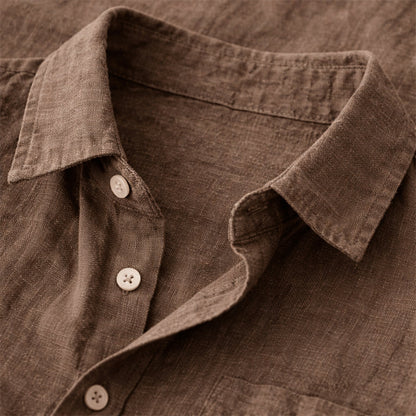 Men's Cotton Linen Stand Collar Shirt Lightweight
