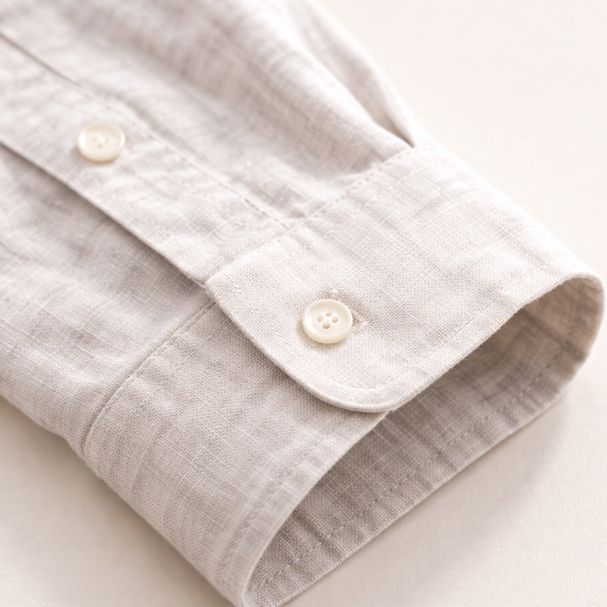 Men's Linen Button Up Shirt Lightweight Beige