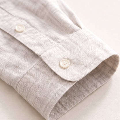 Men's Linen Button Up Shirt Lightweight Beige