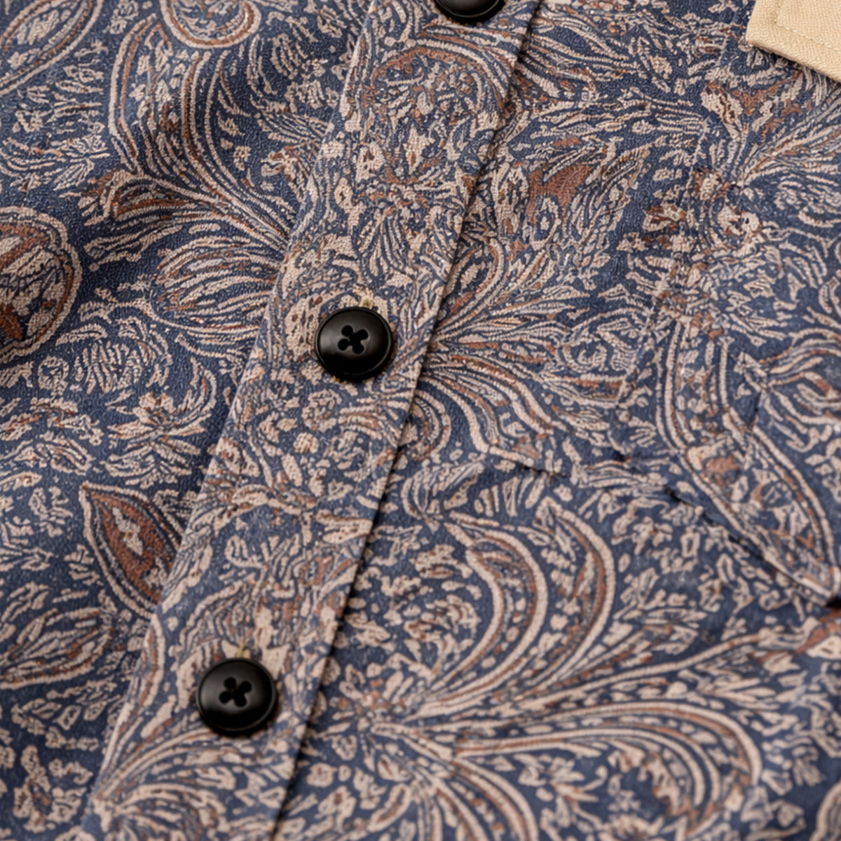 Men's Western Denim Shirt Soft Two Tone Patchwork Blue