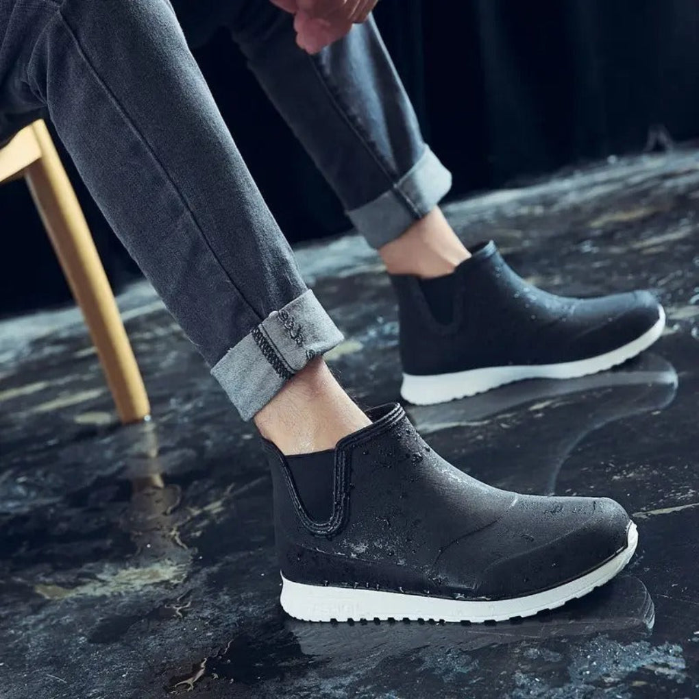 Men's Waterproof Slip On Rain Boots Lightweight - Fashinoza