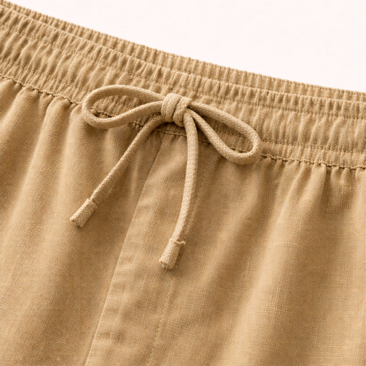 Mens Linen Beach Shirt Pants Set Lightweight Beige