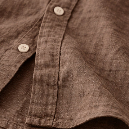 Men's Cotton Linen Stand Collar Shirt Lightweight