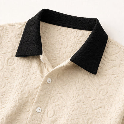 Men's Summer Shirt And Shorts Set Textured Lightweight
