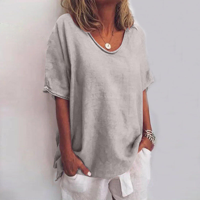 Women's Short Sleeve Round Neck Blouse
