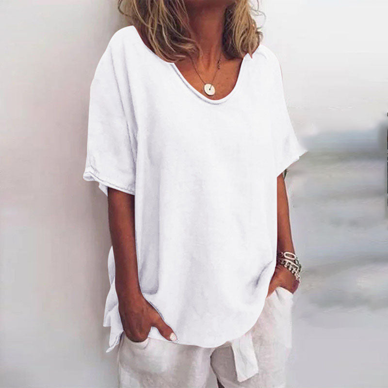Women's Short Sleeve Round Neck Blouse