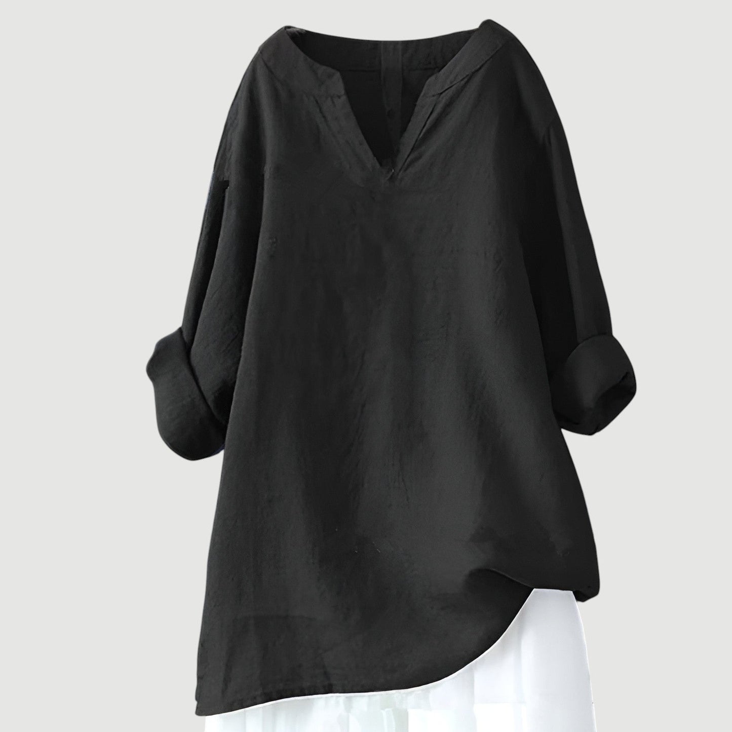 Women's Casual Blouse Rolled Up Sleeves
