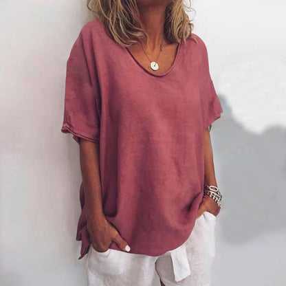 Women's Short Sleeve Round Neck Blouse