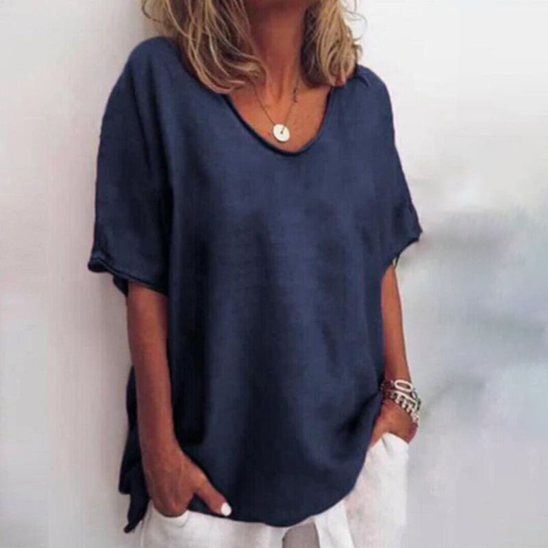 Women's Short Sleeve Round Neck Blouse
