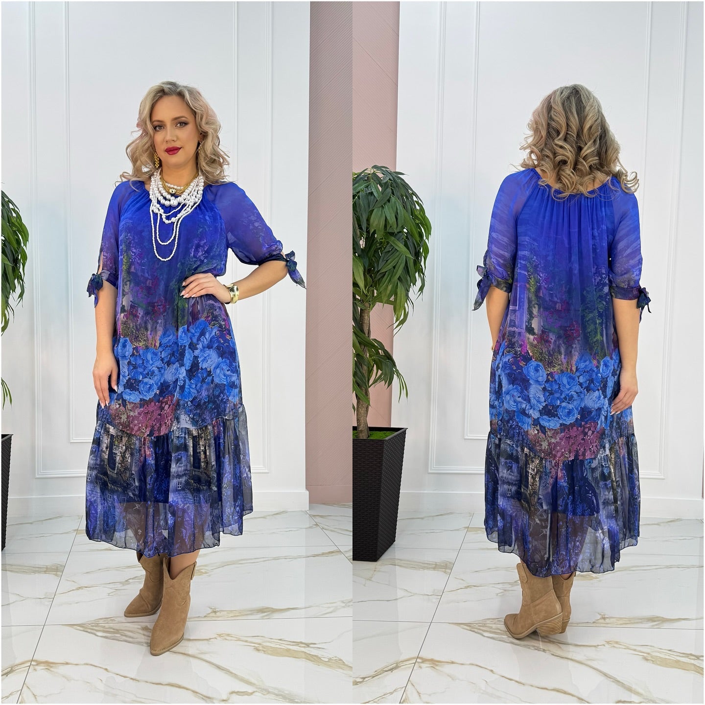 Image of Mackenzie | Women's Tie Sleeve Boho Midi Dress