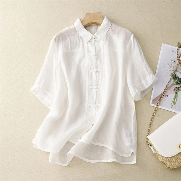 Women's Linen Blouse Summer Beige