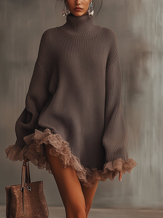 Women's Oversized Long Sleeve Sweater Dress - Fashinoza
