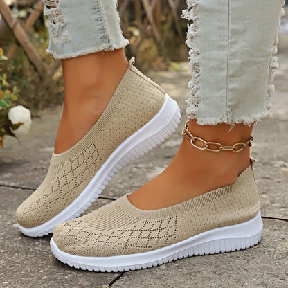 Women's Slip On Shoes Closed Toe Knit Upper