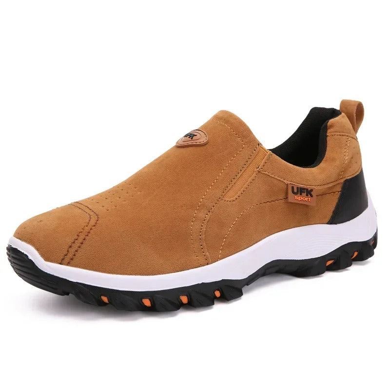 Orthopedic Hiking Shoes for Men Canvas Slip On Walking Loafers with Arch Support