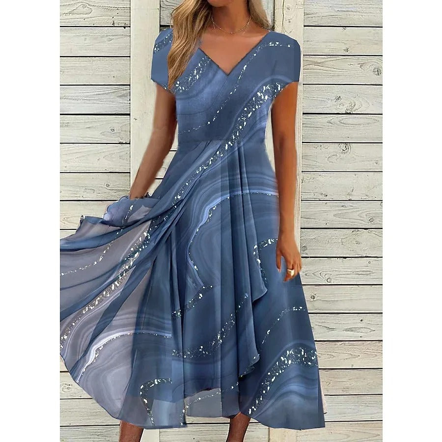 Women's Midi Dress Wide Skirt - Fashinoza