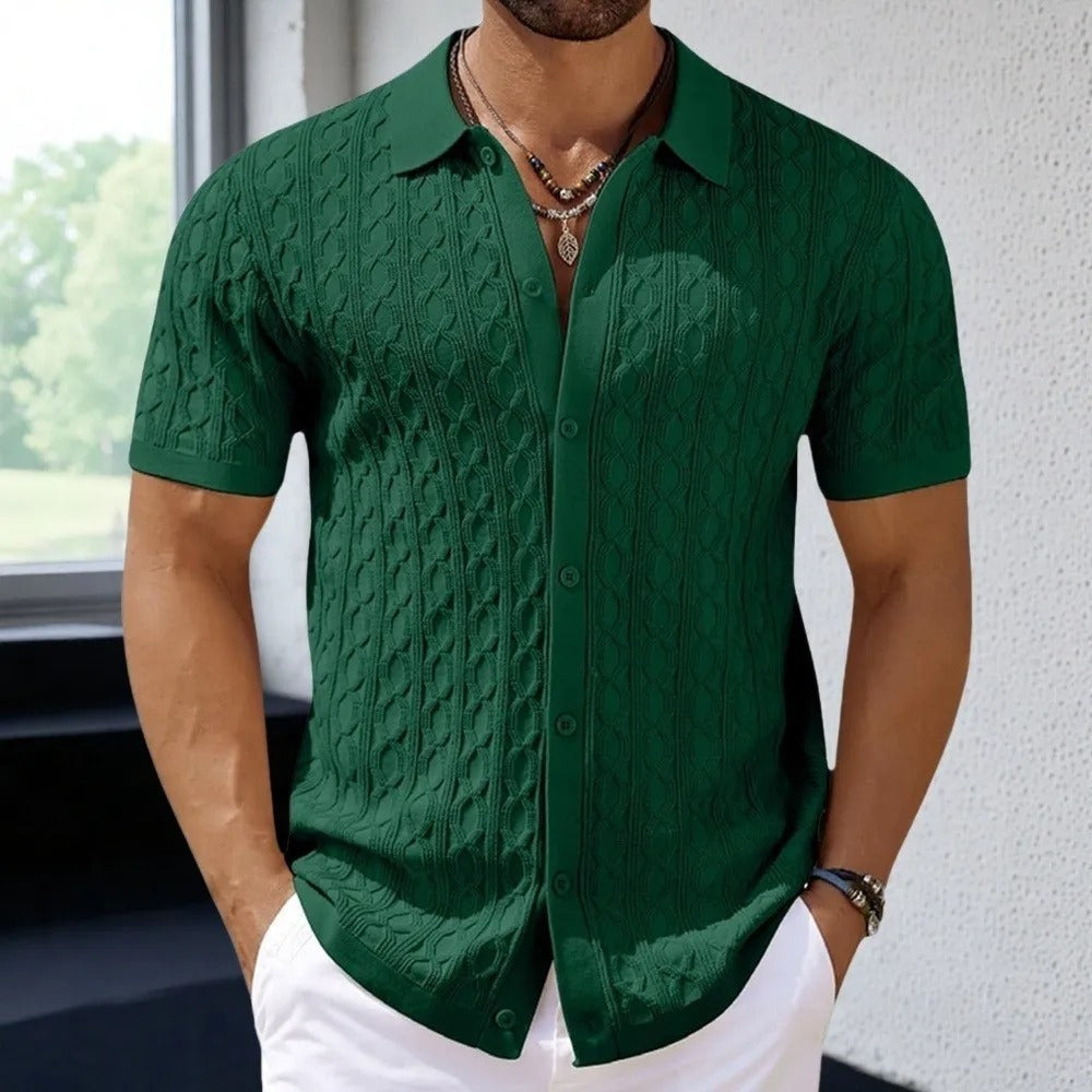 Men's Retro Polo Shirt Jacquard Knit