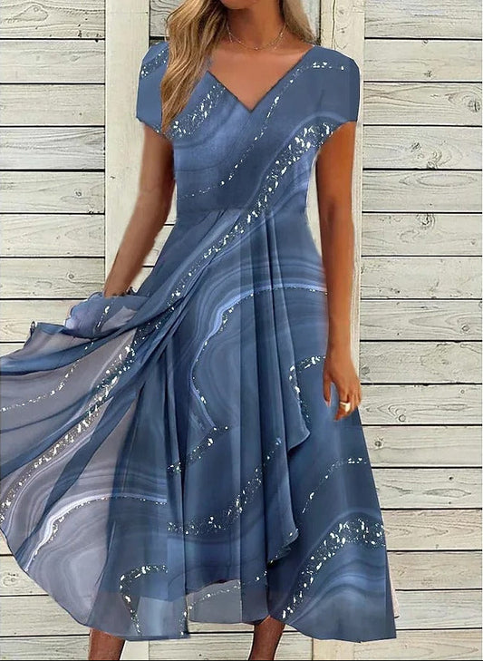Women's Midi Dress Abstract Print - Fashinoza