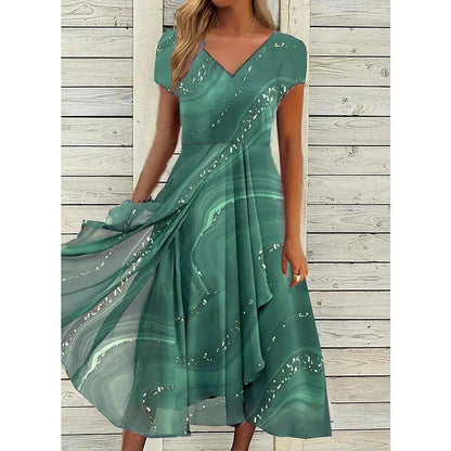 Women's Midi Dress Wide Skirt