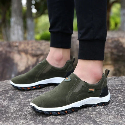 Orthopedic Hiking Shoes for Men Canvas Slip On Walking Loafers with Arch Support