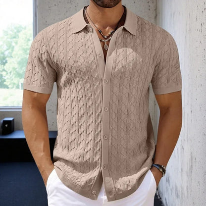 Men's Retro Polo Shirt Jacquard Knit