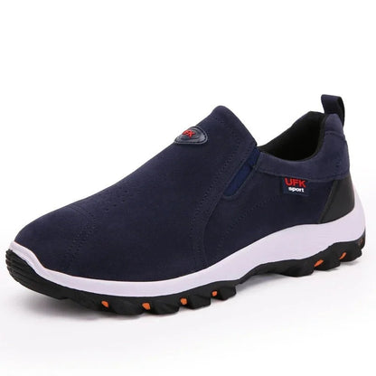 Orthopedic Hiking Shoes for Men Canvas Slip On Walking Loafers with Arch Support