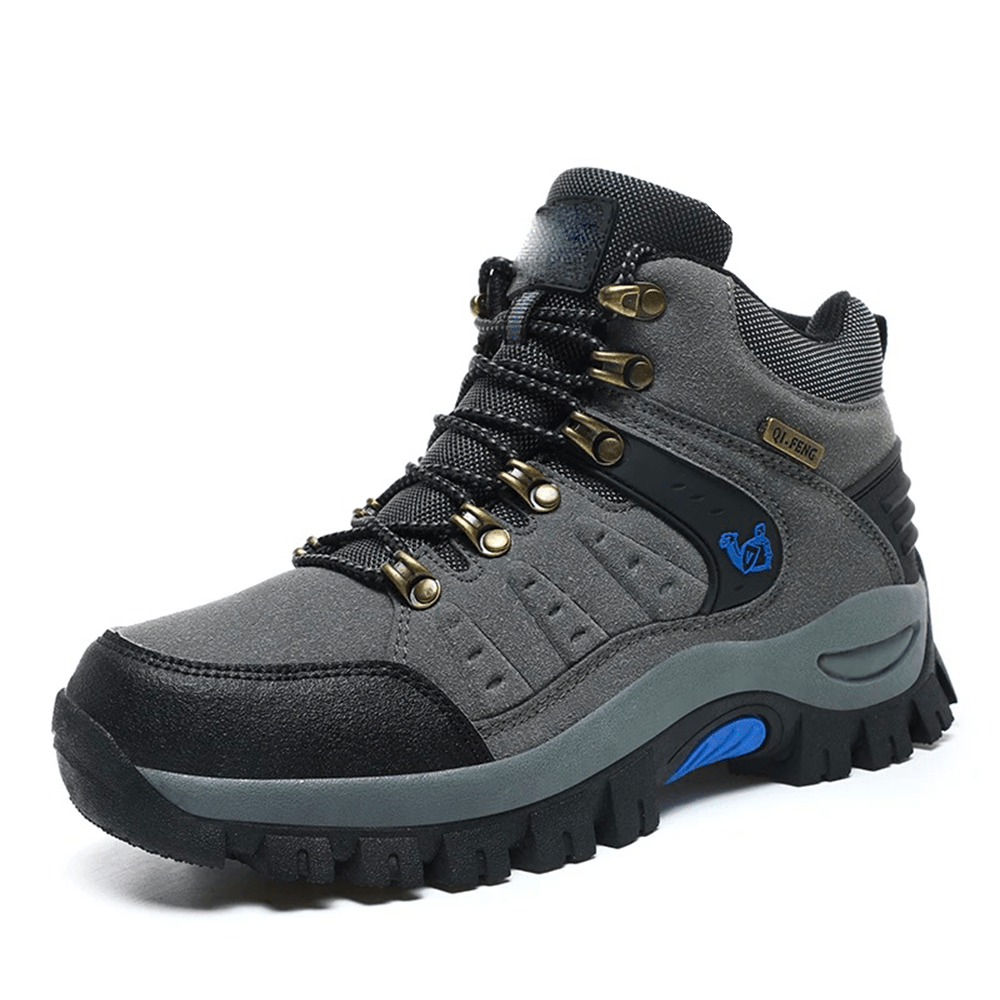 Unisex Suede Hiking Boots Waterproof Ankle Trekking Shoes for Mountain Climbing