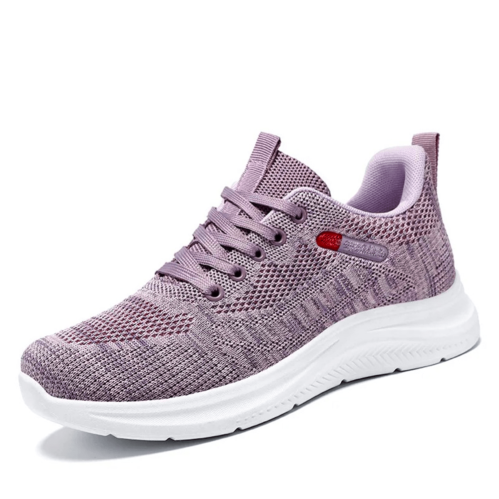 Women's Lightweight Flying Knit Sneakers Breathable Mesh Walking Shoes with Soft Sole