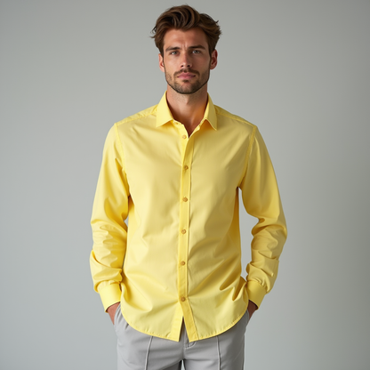 Men's Long Sleeve Button Down Shirt - 
Fashinoza