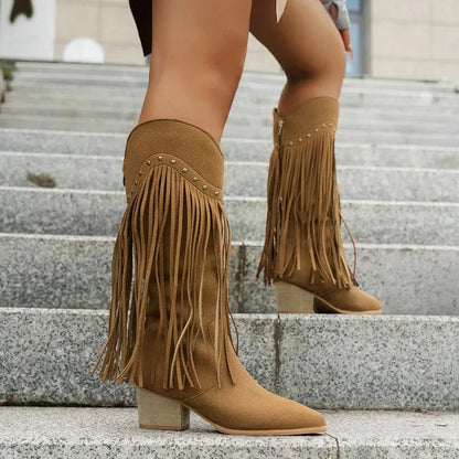 Image of Mandy | Women's Fringe Knee High Boots